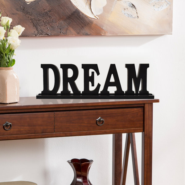 Latitude Run® Rustic Wood Dream Letter Sign Free Standing Dream Word